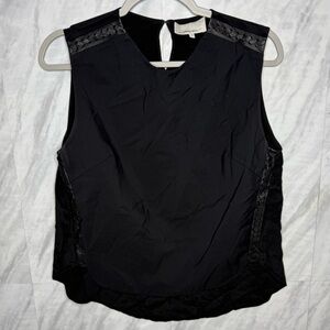 3.1 Phillip Lim Black Leather Blend Sleeveless Blouse 4/Medium